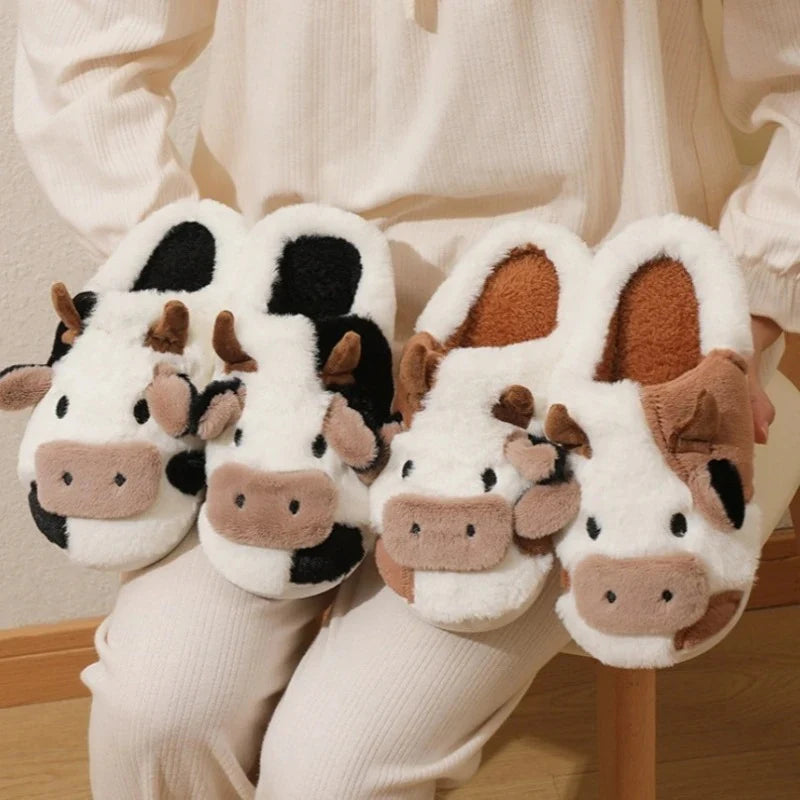 Fluffy&Peach™ - Stitched Cow Slippers