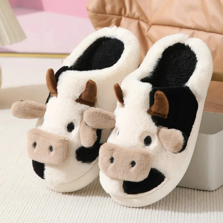 Fluffy&Peach™ - Stitched Cow Slippers