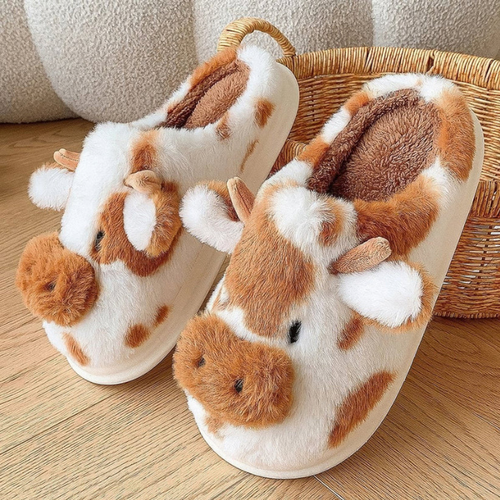 Fluffy&Peach™ - Stitched Cow Slippers